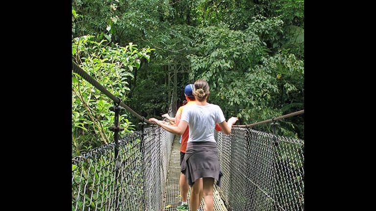 At the Mistico Arenal Hanging Bridges Park, 15 bridges allow visitors to view birds and wildlife from above the forest canopy. // © 2017 Janice Mucalov