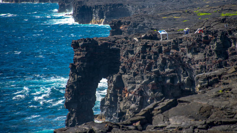 Holei Sea Arch is a lesser-known highlight at Hawaii Volcanoes National Park. // © 2016 NPS/S. Geiger