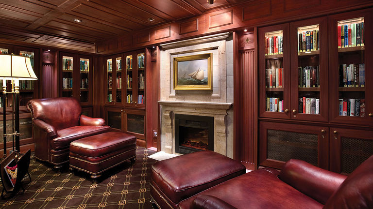 Marina’s public spaces include an onboard library.