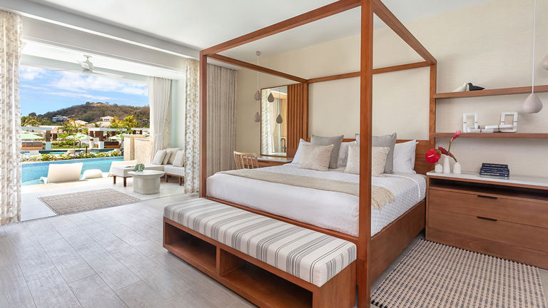 Swim-up suites feature plunge pools.