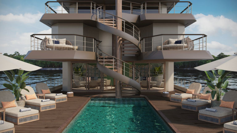The luxury yacht will feature a pool deck for relaxation.