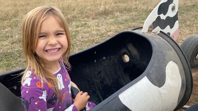 The writer's daughter at Topaz Farm