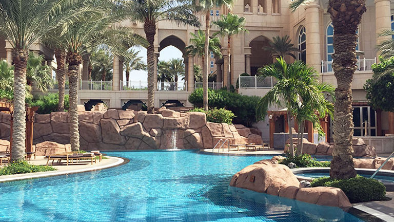 There are five outdoor pools to choose from, including grotto-style pools and a children’s pool with water slides. // © 2015 Valerie Chen