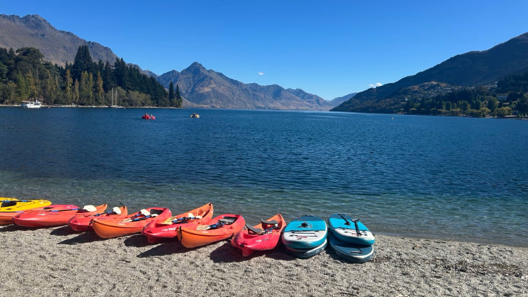 There are many ways to enjoy the beauty of Lake Wakatipu out on the water or from the shore.