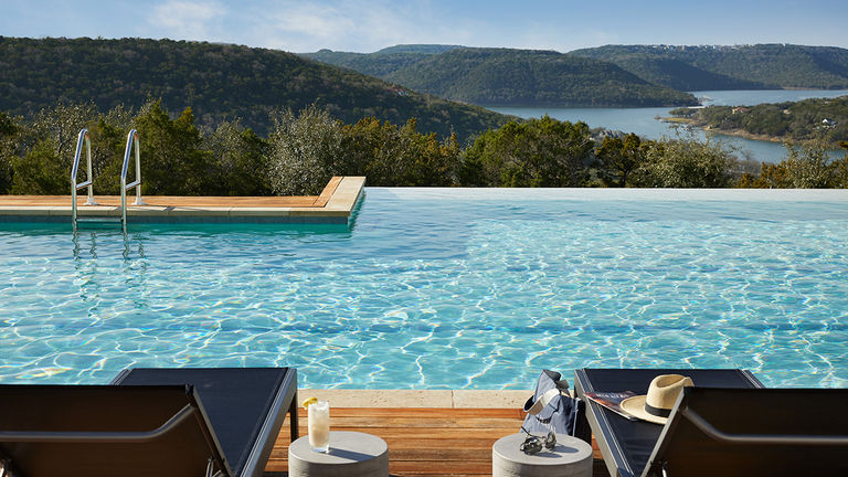 There are two infinity pools on-site for guest use.