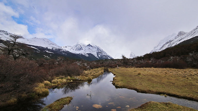 Trekkers can fill their water bottles straight from glacially fed waters, such as this. // © 2018 Mindy Poder